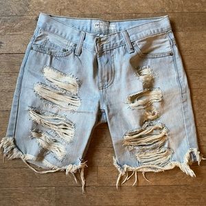 Free People Light Wash Long Shorts